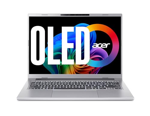 acer Aspire 14 AI OLED (A14-61M-R8XZ) AI Laptop, Copilot+ PC, 14 Inch WUXGA OLED Display, AMD Ryzen AI 5 330, 16 GB RAM, 1 TB SSD, AMD Radeon 820M, Windows 11, QWERTZ Keyboard, Silver