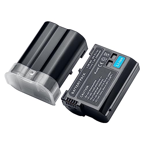 EN-EL15/EL15a/15b Wiederaufladbarer Akku 2550mAh (2 Stück) kompatibel mit Nikon D7000, D7100, D7200, D7500, D500, D600, D600E, D610, D750, D780, D800, D800E, D8110, D750, D780, D800, D800E, D8110, D81
