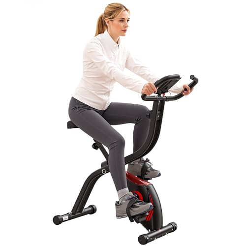 Heimtrainer Fahrrad Klappbar, Hometrainer Fahrrad mit 16 Stufen Magnetwiderstand, LCD Monitor und Handpulsmessung, Bequemem Sitzkissen, 120 kg Belastbarkeit für Kardio-Training zu Hause