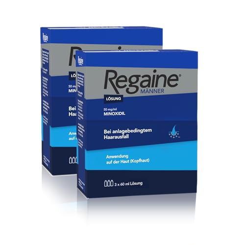 REGAINE Männer Lösung: Mit 50 mg/ml Minoxidil (5%) bei erblich bedingtem Haarausfall, 6-Monats-Vorrat, 2 Packungen je 3 x 60 ml
