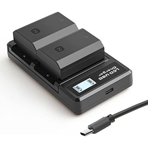 NP-FZ100 Akkus und Smart LED Dual USB Ladegerät für Sony Alpha A7III A7IV A7RIII A7R3 A7R IV A7C A7S,7III 7IV 7RIII 7R3 7R IV 7C 7S α7C, 6700 6600 A6700 A6600 A9 A9R A9S 9 9S 9R Kamera (2 Stück)