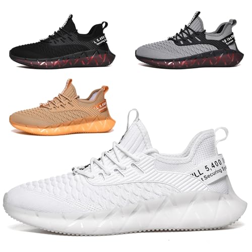 Turnschuhe Herren Damen Sportschuhe Laufschuhe Atmungsaktiv Leichtewichts rutschfeste Gym Fitness Schuhe Fashion Luftpolster Sneaker G156 White 44