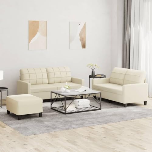 Willood 3-TLG. Sofagarnitur mit Kissen Creme Kunstleder Loungesofa Lounge Sitzmöbel Wohnzimmer Sofas3201364