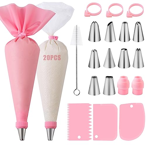 Spritzbeutel mit Tüllen 40 Stück, Nifogo Spritztüllen Set, Torten Zubehör mit Spritztüllen Edelstahl, Silikon Spritzbeutel für Cupcakes, Torten Dekorieren, Kuchen