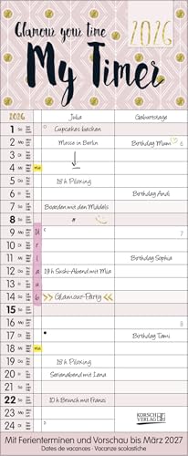 My Timer Glamour Your Time - Familienplaner 2026 für 1 Personen - Korsch-Verlag - Kalender mit 2 Spalten zum Eintragen - 19 cm x 46 cm