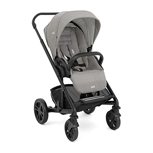 Joie Chrome™ Buggy, einfacher Schwerkraft-Faltmechanismus, flache Liegeposition, Regenverdeck, rückwärts/vorwärts gerichtet, Travel-System-kompatibel, von Geburt bis 4 Jahre (0–22kg), pebble