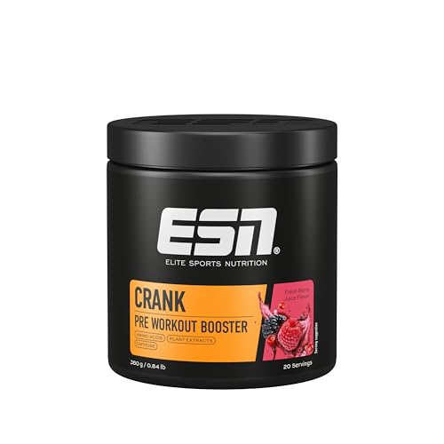 ESN Crank, Fresh Berry Juice, 380 g, Pre Workout Booster mit Koffein, vegan - made in Germany