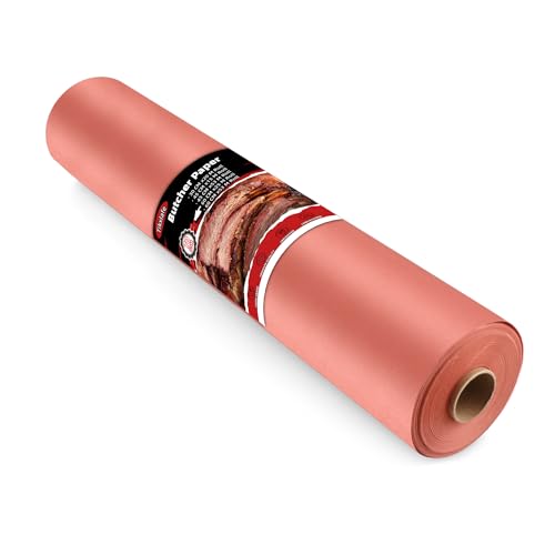Tikxlafe Metzgerpapier Pink, BBQ Kraftpapier 60cm x 25m das Original Metzger-Papier für Grill, Smoker, Fischfleisch, Grill,perfektes Kochen von saftigem