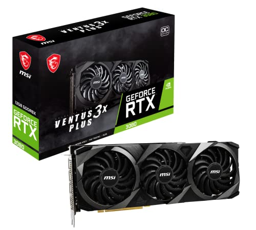 MSI GeForce RTX 3080 Ventus 3X Plus 12G OC LHR Gaming Grafikkarte NVIDIA RTX 3080 LHR, 12 GB Speicher V389-400R schwarz