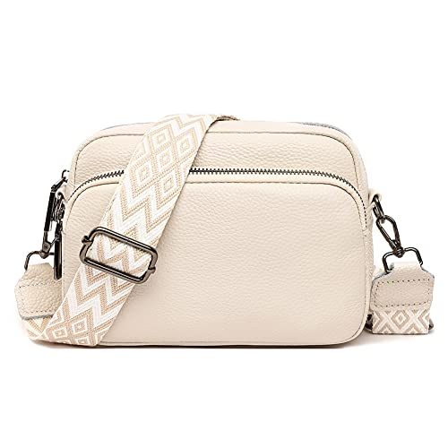 TIAASTAP Handtasche Damen Umhängetasche Echtes Leder Crossbody Bag Damen Handytasche zum Umhängen, Umhängetasche Damen Klein Moderne Taschen mit Breitem Schultergurt u 3 fächern