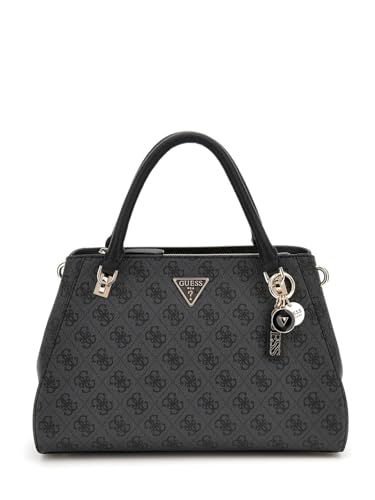 GUESS Damen Noelle Ii Luxury Satchel Handtasche, Umhängetasche, Kohle-Logo