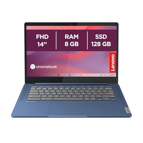 Lenovo IdeaPad Slim 3 Chromebook Laptop 14 Zoll FHD (1920 x 1080), MediaTek Kompanio 520, 8 GB RAM, 128 GB eMMC, ChromeOS, WiFi 6 - Abyss Blue, exklusiv von Amazon
