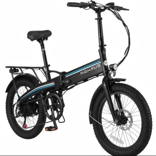 nakxus 20F063 Elektrofahrrad 20 Zoll E-Bike, 48V 11.6Ah Akku herausnehmbar, 250W Motor, LCD-Display, 7-Gang, Reichweite 55-80 km, 25 km/h, IPX5 wasserdicht für Erwachsene