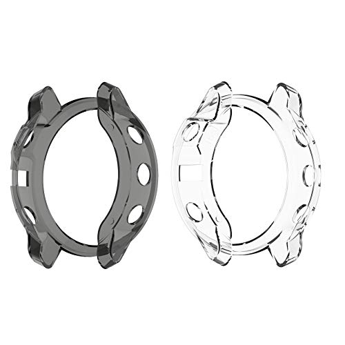 RuenTech Ersat Schutzhülle Kompatibel mit Garmin Fenix 6s Pro Saphir Sapphire Schutzhülle Schutzfolie Hülle TPU Shell Schut Rundumschutz Anti-Scratch (schwarz+klar)