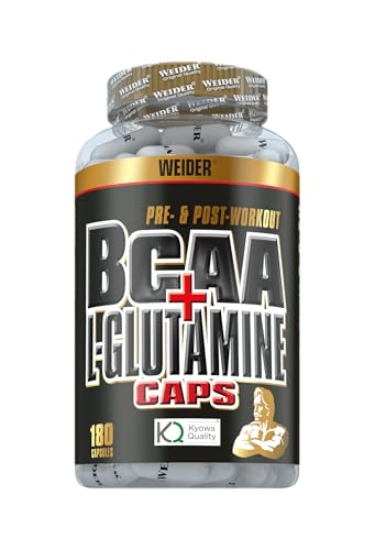 Weider - BCAA + L-Glutamine Capsules - Hochdosierte Aminosäuren in Kyowa Qualität - Amino Komplex für Fitness, Bodybuilding und Krafttraining -180 Kapseln
