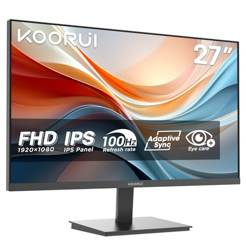 KOORUI E2711F 27 Zoll Monitor, FHD 1920 x 1080 100Hz PC Monitor, Adaptive Sync HDMI 1.4, Eye Care Bildschirm, -5° ~ 15° neigbar, VESA 100 x 100mm