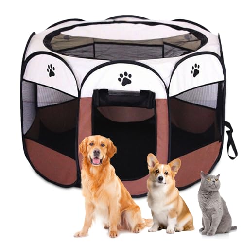 Welpenauslauf Faltbare Hundebox für Zuhause Welpenlaufstall 74x74x43cm Tragbarer Haustier Hundezaun, Wasserdichtes Oxford-Tuch Laufstall Hund, Katzenkäfig Hundekäfig für Katzen, Hunde, Kaninchen