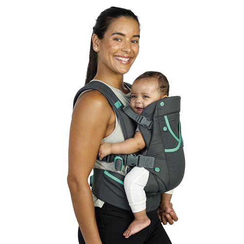 Infantino Carry On Active Babytrage, Ergonomische Multi-Taschen-Babytrage für Neugeborene bis Kleinkinder 3,6–18,1 kg mit Gepolsterten Trägern, Stauraum am Lendengurt, Grau