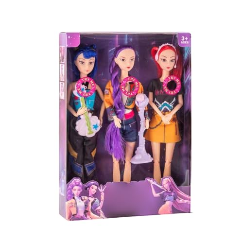 3 Puppen-Set mit Zubehör, Komplettes Rollenspiel-Spielzeug für Mädchen & Jungen ab 3 Jahren, Kreatives Kinder Spielset für Puppenhaus & Alltagsszenen (32cm)