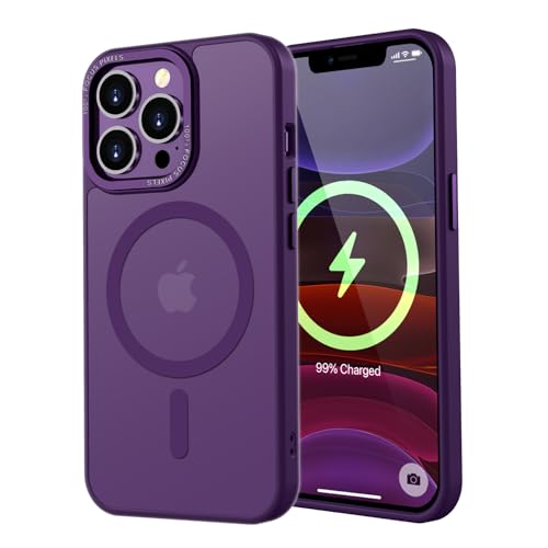 KPPIT Magnetisch Hülle für iPhone 11 Pro 5,8 Zoll [Kompatibel mit Magsafe],Matt Transluzente Handyhülle für iPhone 11 Pro Case Dünn Cover Stoßfest Kratzfest Schutzhülle (Dunkelviolett)