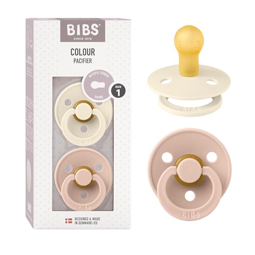 BIBS Colour Schnuller 2er-Pack, BPA-frei, Kirschform Nippel. Naturkautschuk/Latex, Hergestellt in Dänemark. Größe 1 | 0+ Monate | 2-Pack, Ivory/Blush