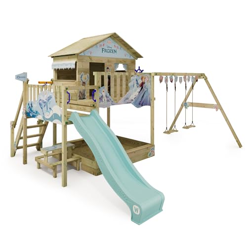 Disney's Die Eiskönigin Quest Spielturm von Wickey - Klettergerüst, Kletterturm, Gartenspielgerät für Kinder - Outdoor Garten Spielplatz aus Holz mit Sandkasten