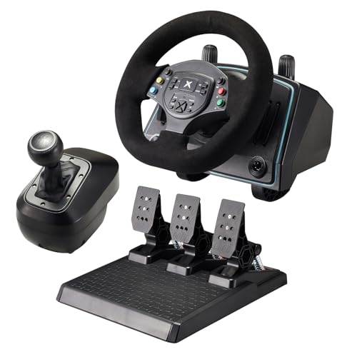 DOYO 1080° Rennlenkrad mit Hall-Metallpedal und 6+1 Schaltknüppel, Gaming Lenkrad PS4 mit Abnehmbarer Rennkopf und Vibration Feeback,Lenkräder für PC,PS4, Xbox One, PS3, Xbox Series X/S, Switch