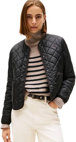 Tommy Hilfiger Damen Steppjacke Padded Quilted Wasserabweisend, Schwarz (Black), M