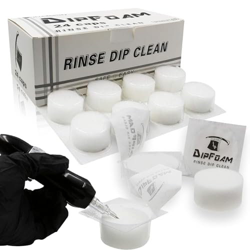 Unihuby Tattoo Dip Cup Kappen, 24pcs Tattoo Einweg Dip Foam Tattoo Farben Dip Cup Caps Tattoo Kappen Tattoo Nadeln Kartuschen Tauchschaum Reinigung Tattoo Dip Kappen Professionelle Tattoo Zubehör