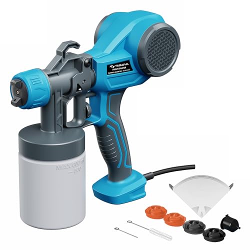 Tilswall Farbsprühsystem, Elektrische Lackierpistole Leichtgewicht mit 4 Düsen & 3 Spritzmustern, Farbsprühgerät 100 DIN-s, Ideales Farbspritzgerät für Möbel, Zäune, Wände, Schränke, DIY (Hellblau)