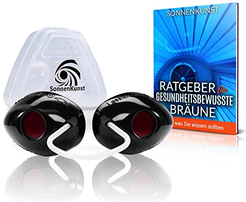 Sonnenkunst® Premium Solarium Schutzbrille - Verbessertes Konzept [2024] - inkl. E-Book und Aufbewahrungsbox - UV Schutzbrille für Sonnenbaden EN170