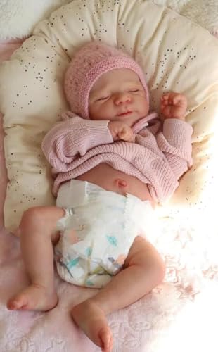 RXDOLL Reborn Baby Puppe Realistische 18 Zoll 45 cm Silikon Vinyl Körper Schlafen Mädchen Handgemachte Real Life Neugeborene Bebe Wasserdicht Weich mit Fütterungsgeschenken
