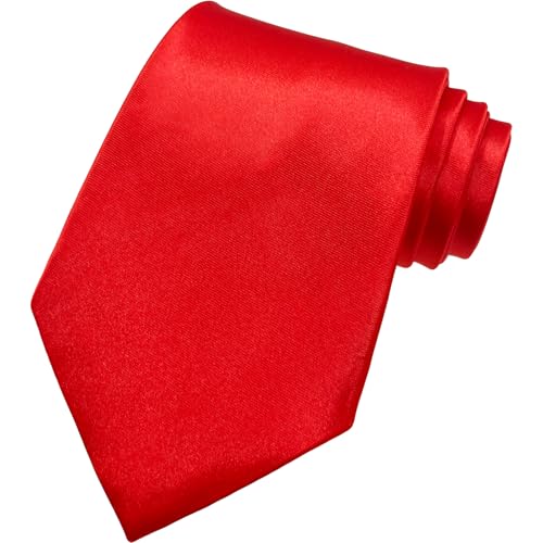 AHLPO Elegante Krawatte für Herren Satin 8 cm, Klassische Schlips Herren für Hochzeit, Büro, Party und Festliche Veranstaltungen - Einfarbig in Verschiedenen Farben Tie Rot 