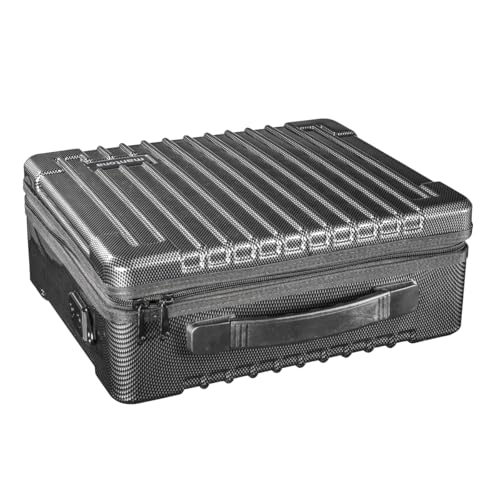 Mantona Drohnenkoffer Hartschale (wasserdichtes Außenmaterial, ausgestanzte Schaumstoff-Inlays, Außenmaße: 28 x 32 x 12,5 cm, Innemaße: 25 x 30,5 x 10 cm, geeignet für DJI Mavic Pro) schwarz/silber