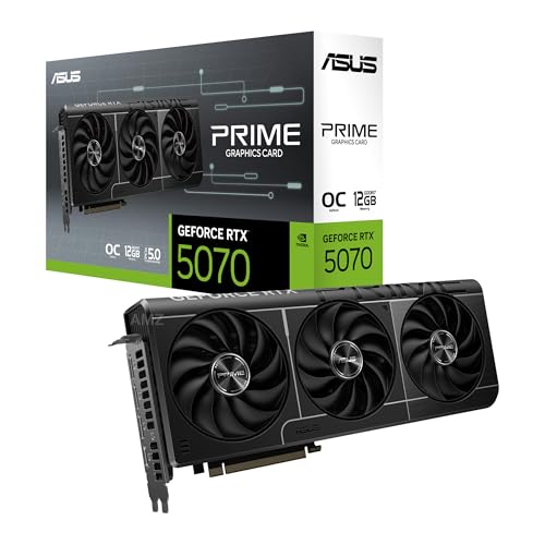 ASUS Prime GeForce RTX 5070 12GB GDDR7 OC Edition Gaming Grafikkarte (NVIDIA Blackwell Architektur und DLSS 4, 2,5-Slot Design, SSF, PCIe 5.0, 3X DisplayPort 2.1b, 1x HDMI 2.1b, PRIME-RTX5070-O12G)