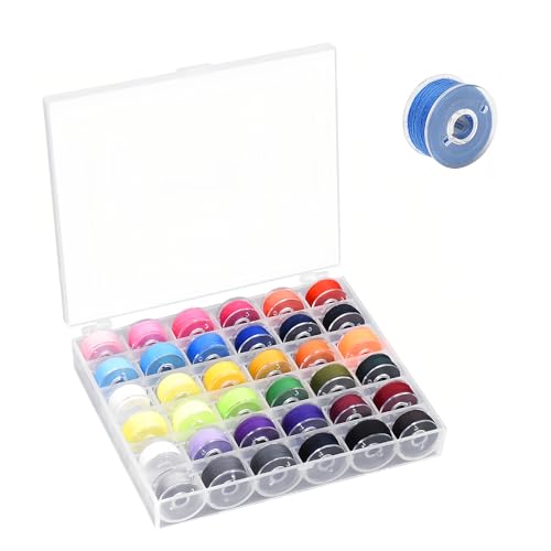 Nähmaschine Spulen Set mit Nähgarn, 36 Stück Vielseitige Unterfadenspulen, Nähmaschinenspulen mit kreativen Nähfaden - Ideal für Brother, Babylock, Janome, Kenmore, Singer