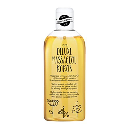 EIS Deluxe Massageöl | Erotisches Massage Öl für sinnliche Momente | Erotik-Wellness & Massage mit Kokos Aroma | Intimes Körperöl für Partnermassagen & Vorspiel | Entspannend & wärmend | 250 ml