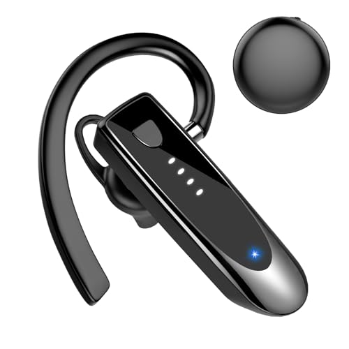 Bluetooth Headset Wireless Freisprech Telefon mit headset mikrofon Freisprech-Bluetooth-Ohrhörer mit 20 Std Sprechzeit, 180 Std Standby , handy headset für Business/Büro/Autofahren, Tiefschwarz