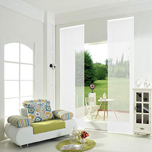 Gardinenbox -855892-2er-Pack Schiebepanel, Schiebegardine, Flächenvorhang Uni mit Klettband incl. Paneelwagen HxB 245x60 cm (Weiß)
