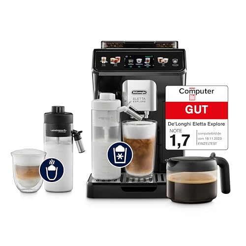 De’Longhi Eletta Explore - Perfetto Kaffeevollautomat mit LatteCrema-Milchaufschäumer, 40 Getränke auf Knopfdruck, farbiges Touch-Display, Dunkelgrau (ECAM452.57.G)
