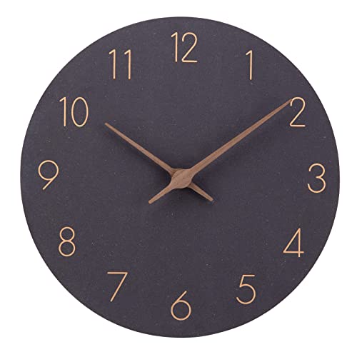 ACCSHINE MDF Holz Wanduhr Ohne TickgeräUsche Lautlos Modern 30cm Quarz Groß Batterie Betriebene Wanduhr Einfach zu Lesen für Zimmer Zuhause KüChe Schlafzimmer BüRo Schule (Schwarz, 30cm)