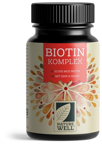 Biotin hochdosiert 10.000 mcg - 365x Biotin Tabletten als Komplex mit Zink & Selen - Vitalstoffe für Haarwuchs, Haut & Nägel - laborgeprüft mit Zertifikat - 100% vegan - Vorratspack für 1 Jahr