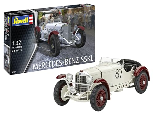 Revell Modellbausatz Mercedes-Benz SSKL, Rennwagen – Legendäres Leichtbau-Coupé mit 7,1-Liter-Motor, Speichenfelgen & historischen Details – Sieger der Mille Miglia 1931 – Für Motorsportfans