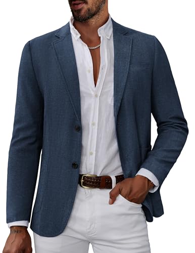 PJ PAUL JONES Herren Sportlich Freizeit Blazer 2 Knöpfe Regular Fit Business Sakko für Hochzeit (Dunkelblau, XL)
