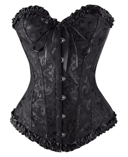 KUOSE Damen Vollbrust Corsage Bauchweg Korsage Top Übergrößen Schwarz