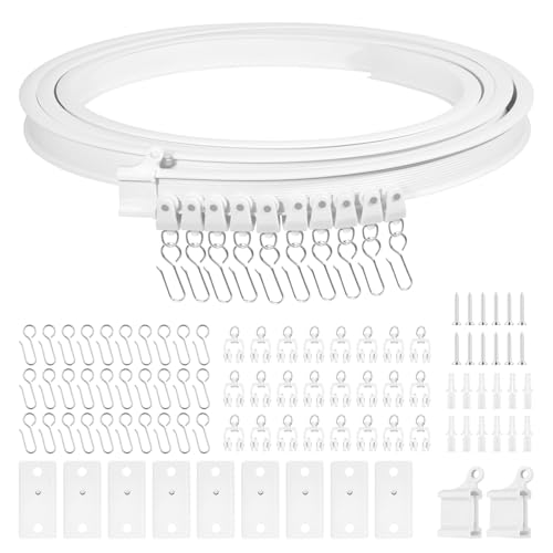 Decken-Vorhangschiene 3m, Flexible Gardinenschiene, Deckenschiene Vorhang mit Stummen Rollen, Biegsame Gardinenschiene, Deckenvorhangschiene für Fenster Vorhänge Duschvorhang Krankenhaus Schlafzimmer