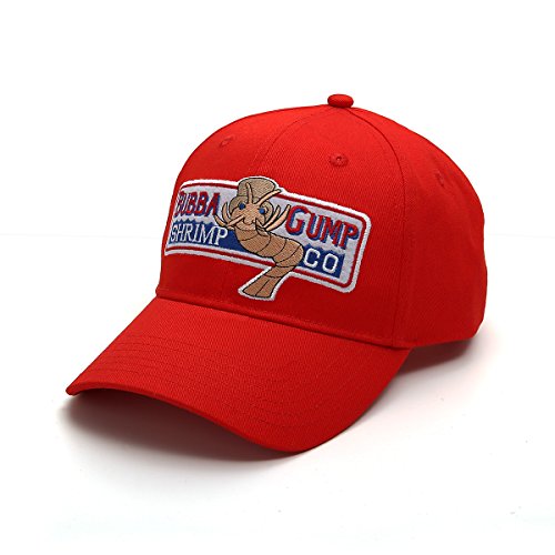 Nofonda Unisex Forrest Gump Cap, Baseballmütze mit Besticktem Bubba Gump Shrimp Co. Logo, Snapback Hut als Cosplay-Kostüm Zubehör oder Geschenk, für Sport oder Freizeit (Rot)