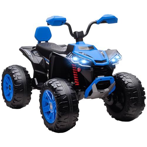 AIYAPLAY 24V Elektro Quad für Kinder, Kinderquad mit Vorwärts-, Rückwärtsfunktion, 4 gefederten Rädern, Scheinwerfer, USB- & MP3-Anschluss, 2 Sitzer Kinderfahrzeug 4-6,5 km/h, für 3-8 Jahre, Blau