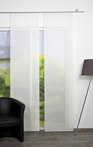 Vision S halbtransparenter Schiebevorhang ROM, in Bambus-Optik, Uni, Seiten lasergeschnitten, Farbe: weiß, Größe: 245 x 60 cm, Anzahl:1x