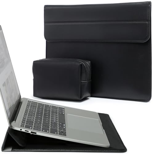 HYZUO 15-16 Zoll Laptop Hülle Laptophülle mit Standfunktion für MacBook Pro 16 M4/M3/M2/M1 Pro/Max 2025-2019, XPS 15, MacBook Pro 15 2015-2012, Samsung Galaxy Book Flex/Pro 15, Schwarz